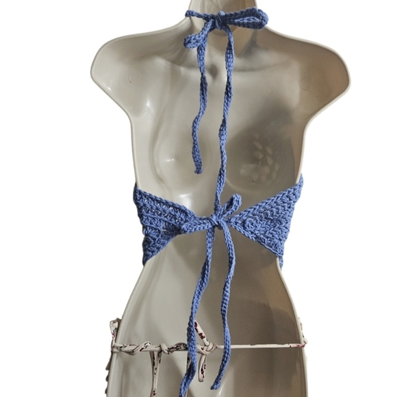 Handmade Granny Square Crochet Swim Cover Up Top Boho Resort Beachwear Colorful - Picture 5 of 17